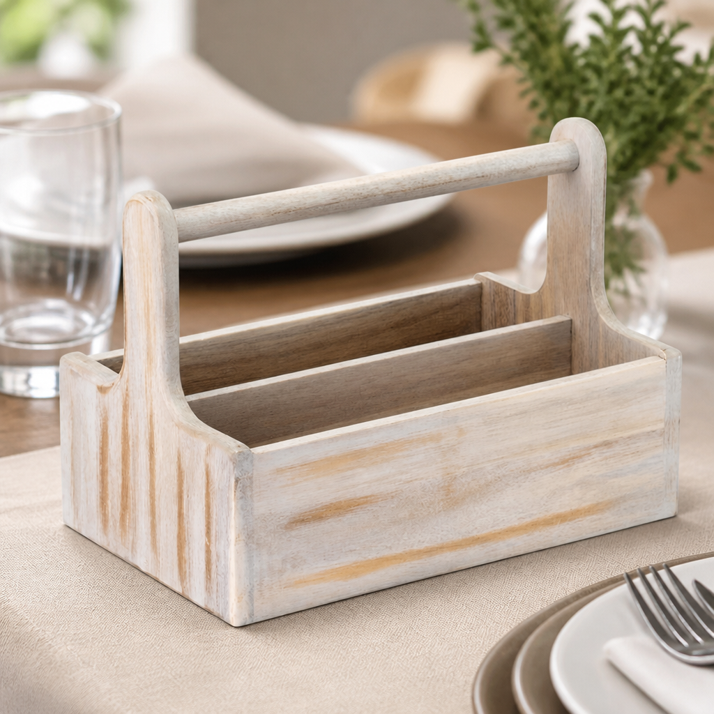 Commercial Wooden Table Caddy Condiment Holders - 2 Pack