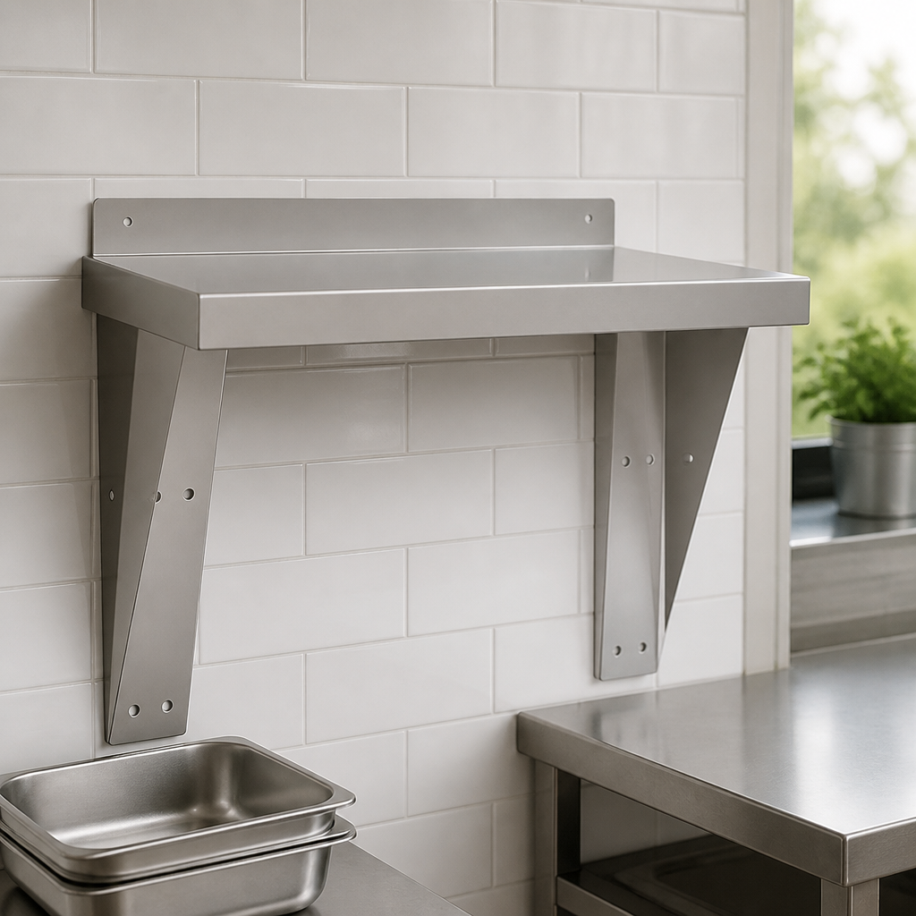 Large Stainless Steel Wall Shelf for Commercial Kitchens