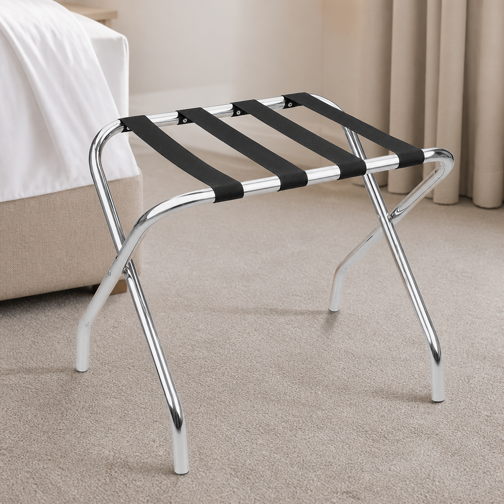 Commercial Stainless Steel Luggage Rack 35kg Capacity Foldable