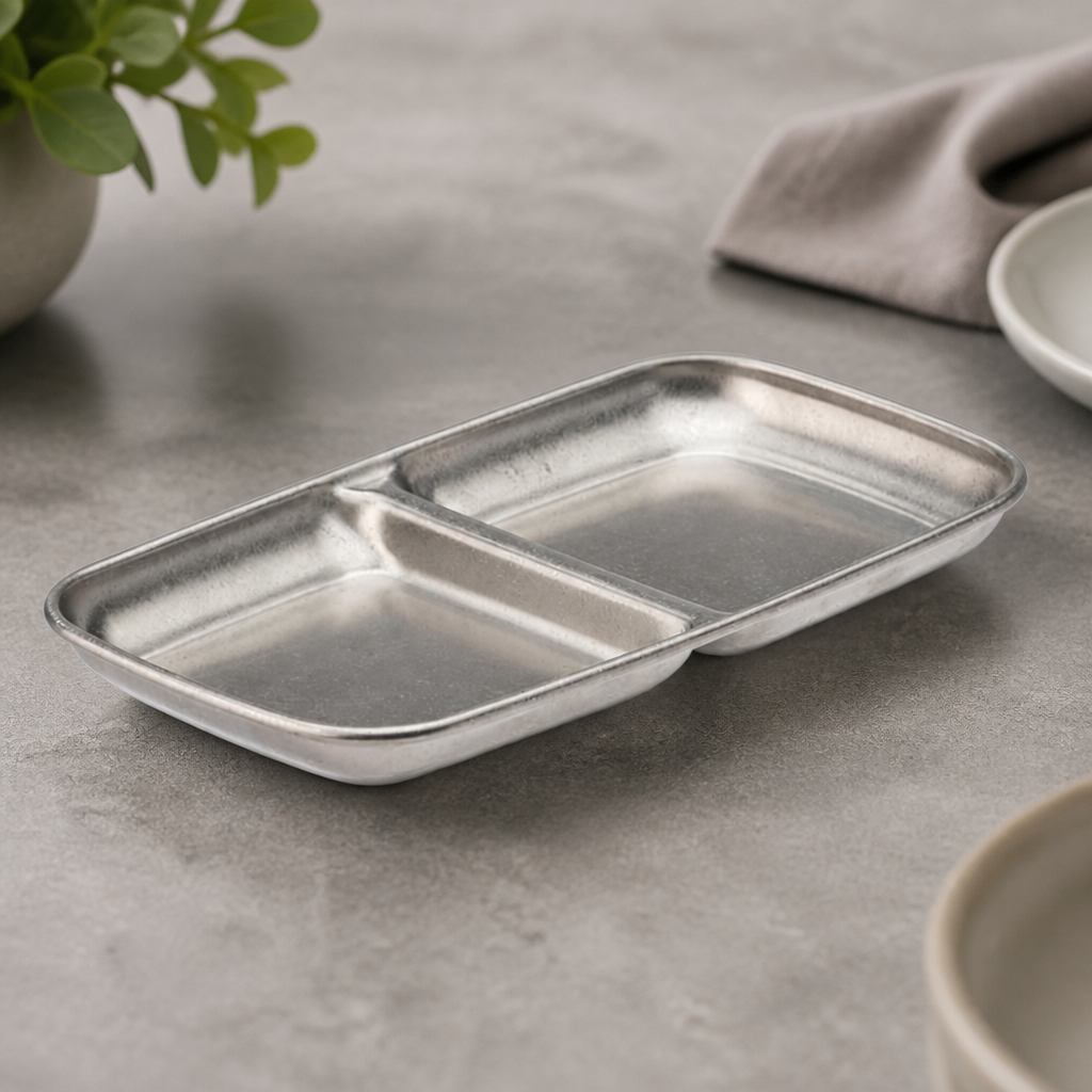 Commercial Double Dip Trays Stainless Steel 155x90mm Pack of 12