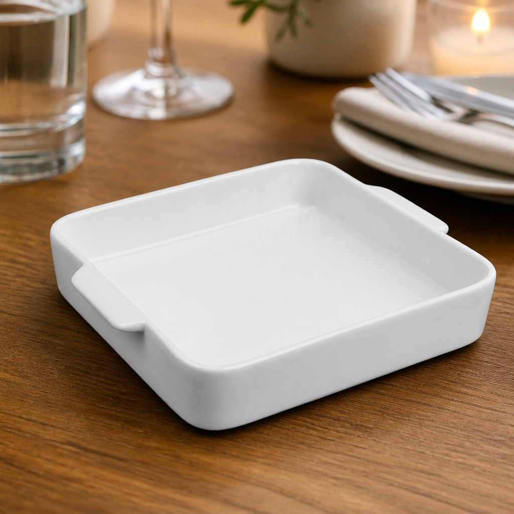 Commercial Roasting Dish 200x180x40mm Porcelain 3 Pack
