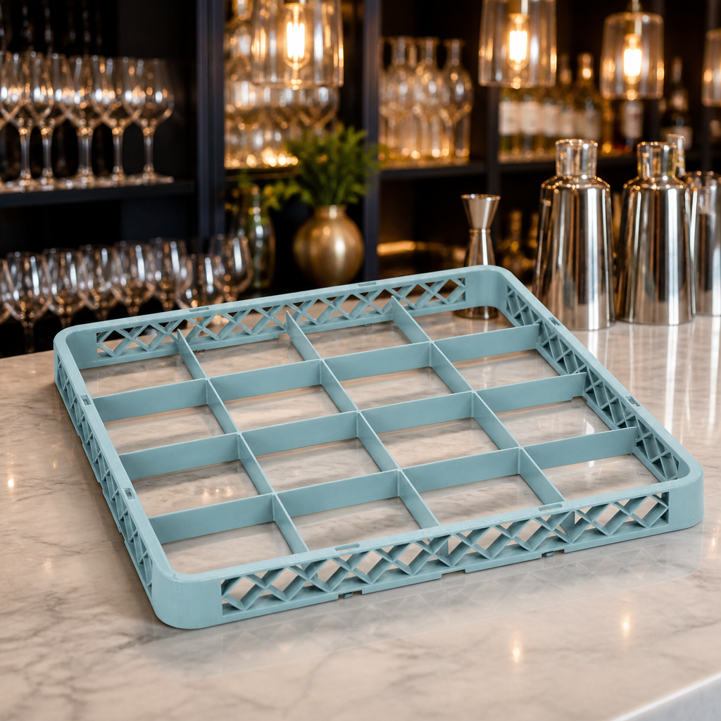 Commercial Glass Rack Extender 16 Compartments for Taller Glasses