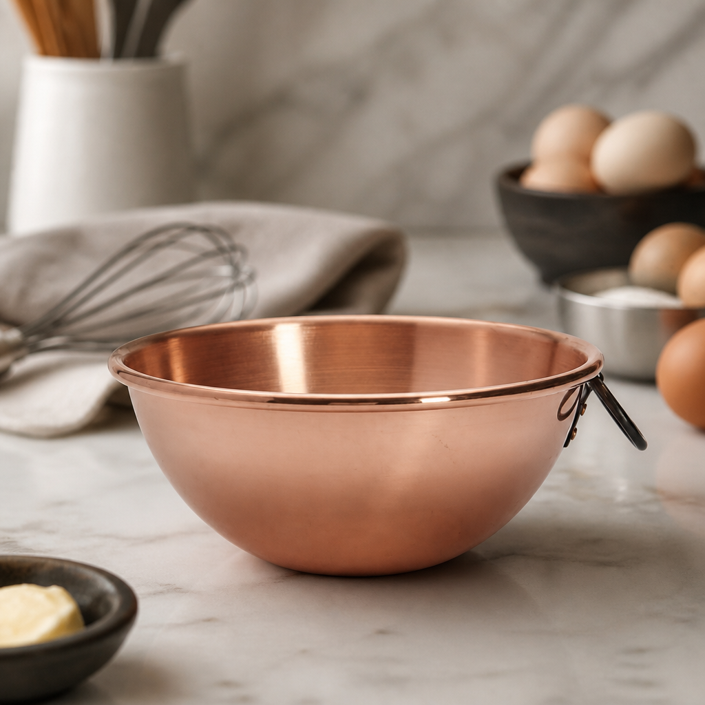 Copper Mixing Bowl with Cast Iron Handle 260mm Commercial Use