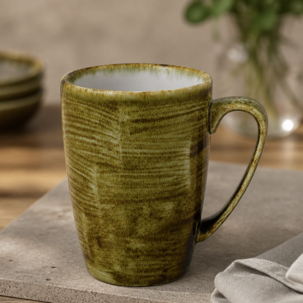 Commercial Olive Mugs 12oz Pack of 12 Hand Decorated Porcelain