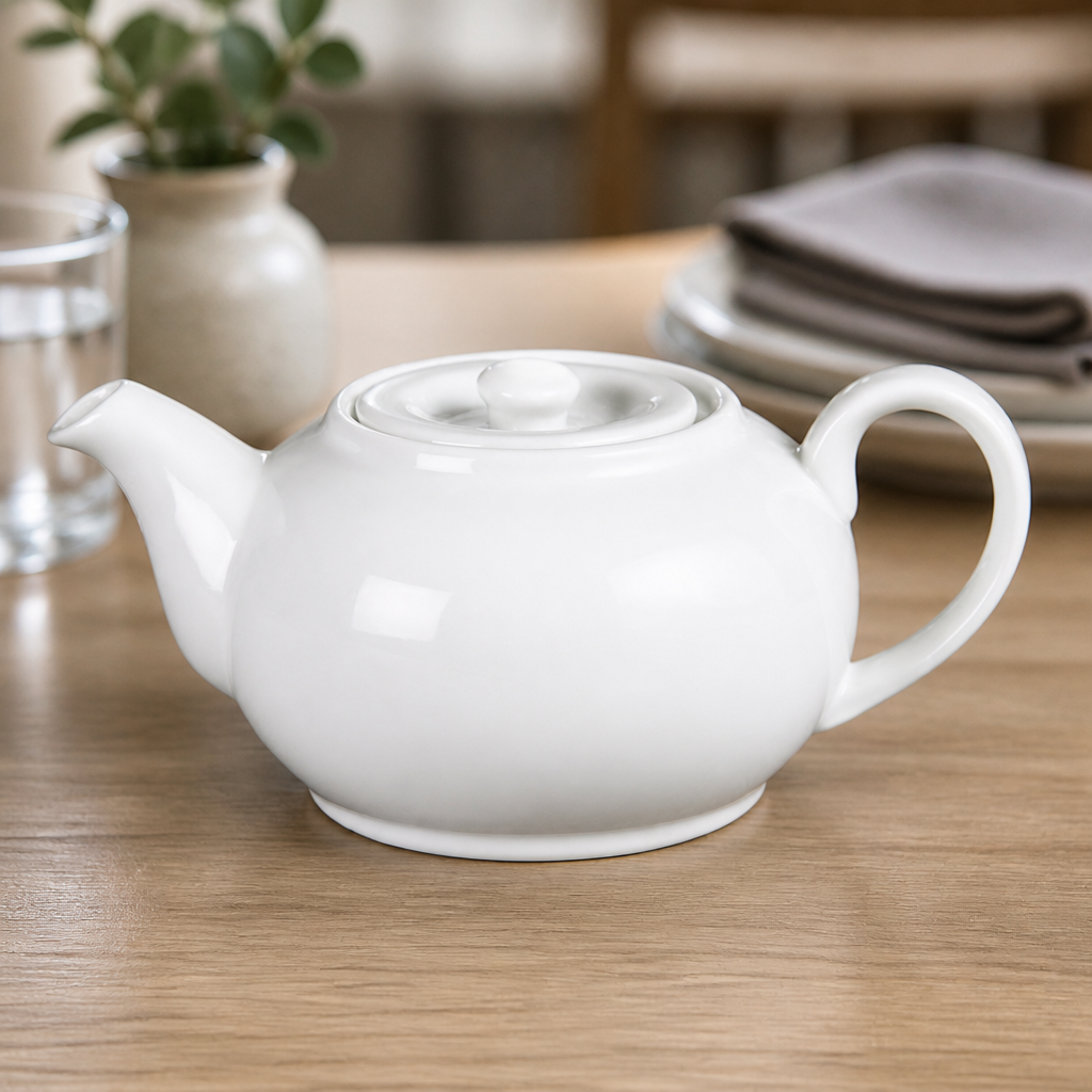 Commercial Teapot 876ml Ergonomic Spout Porcelain 4 Pack