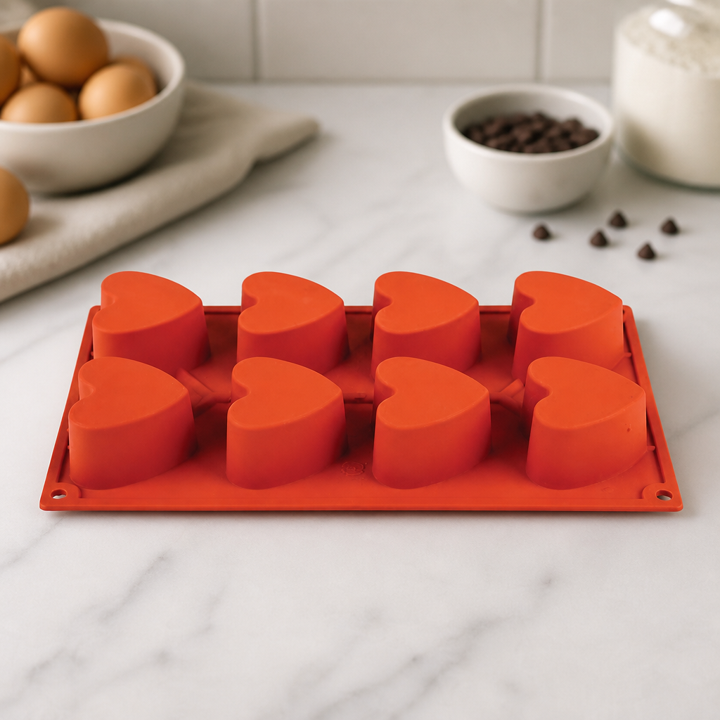 Commercial Silicone Non Stick Mould 8 Cup Heart Shape