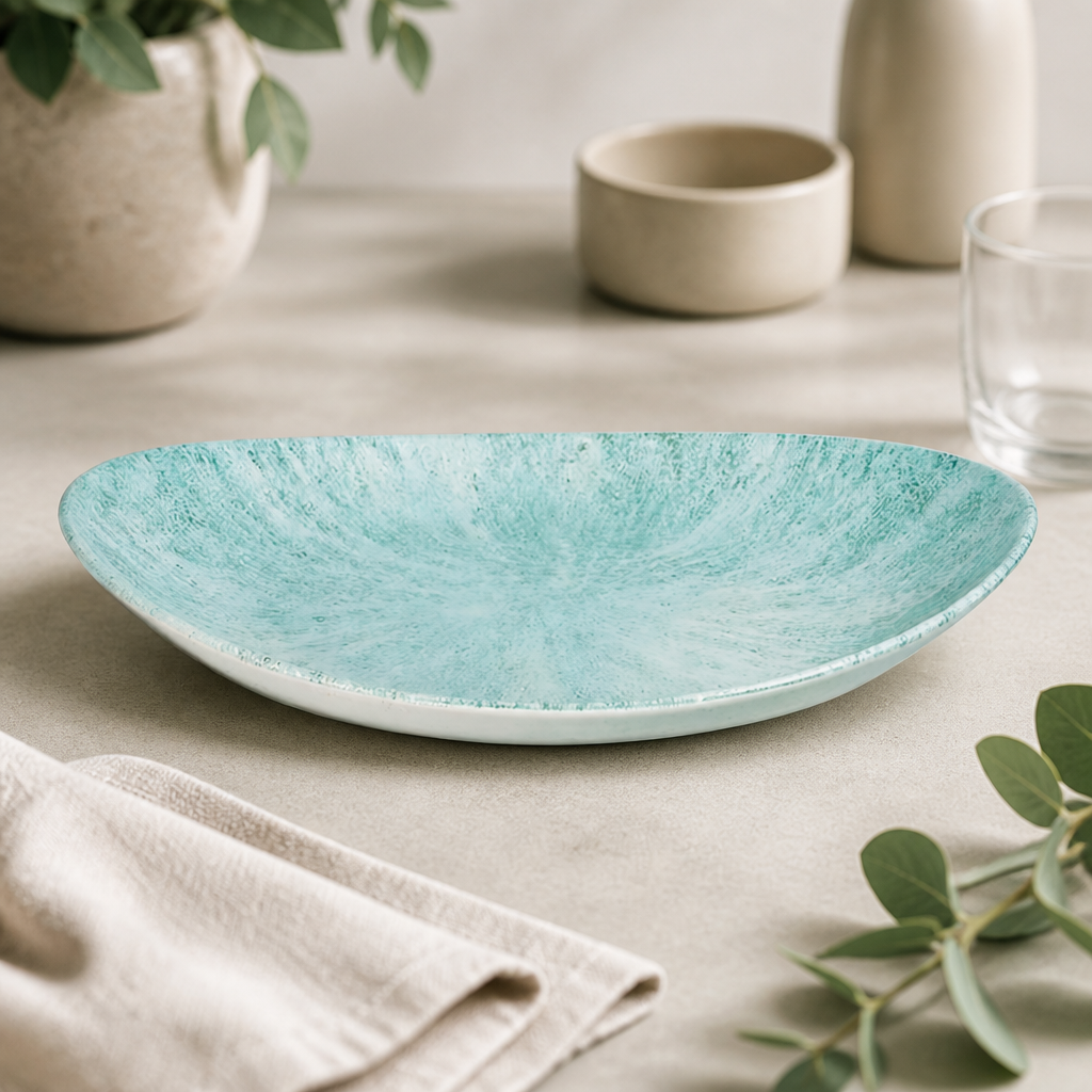 Commercial Oval Coupe Plates Aquamarine 270 x 229mm 12 Pack