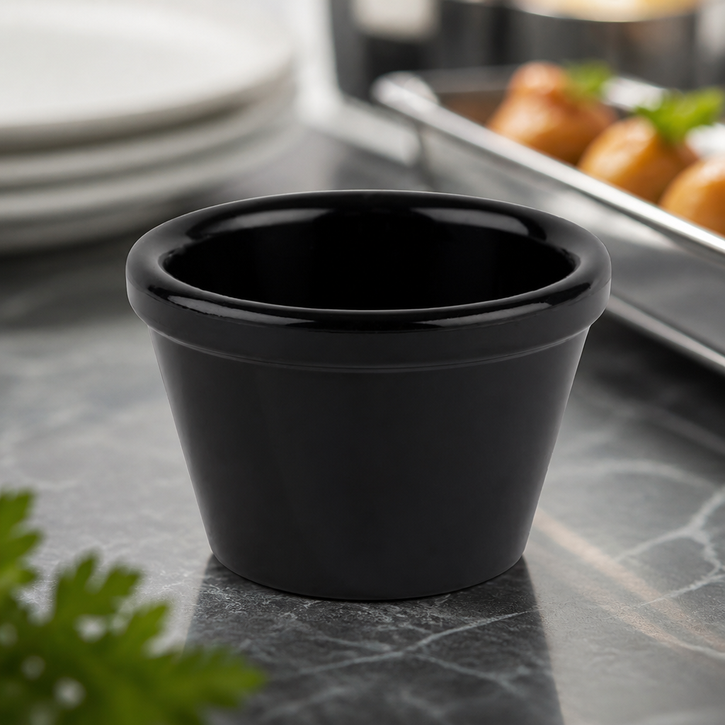 Commercial 50ml Recycled Plastic Dip Bowl Black for Catering