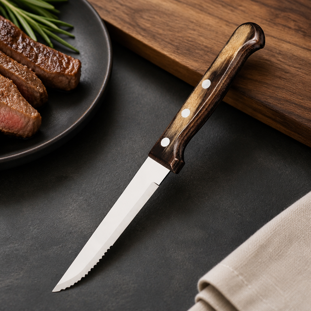 Commercial Steak Knives Set of 6 with Serrated Blades