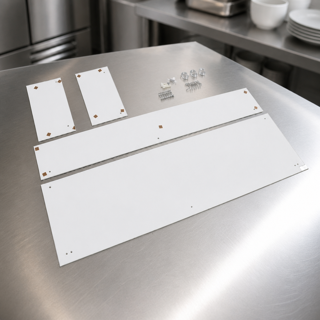 Replacement glass kit with fixing for commercial servery units