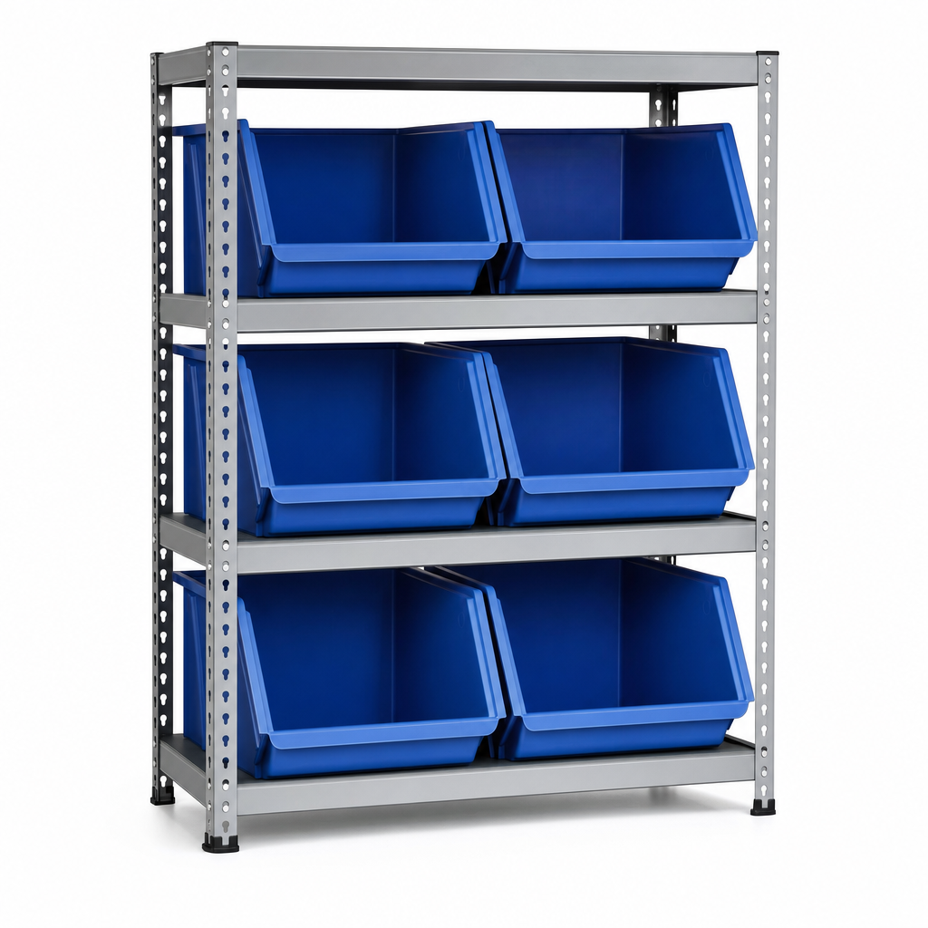 Bin Storage Shelving Unit with 6 Bins, 1220h x 1120w