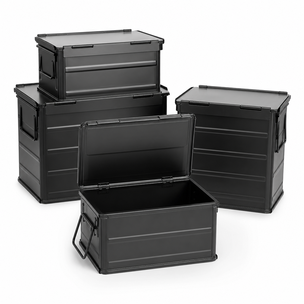 Black Attached Lid Tote Storage Containers