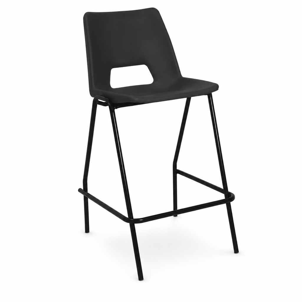 Black High Chair Stool with Footrest