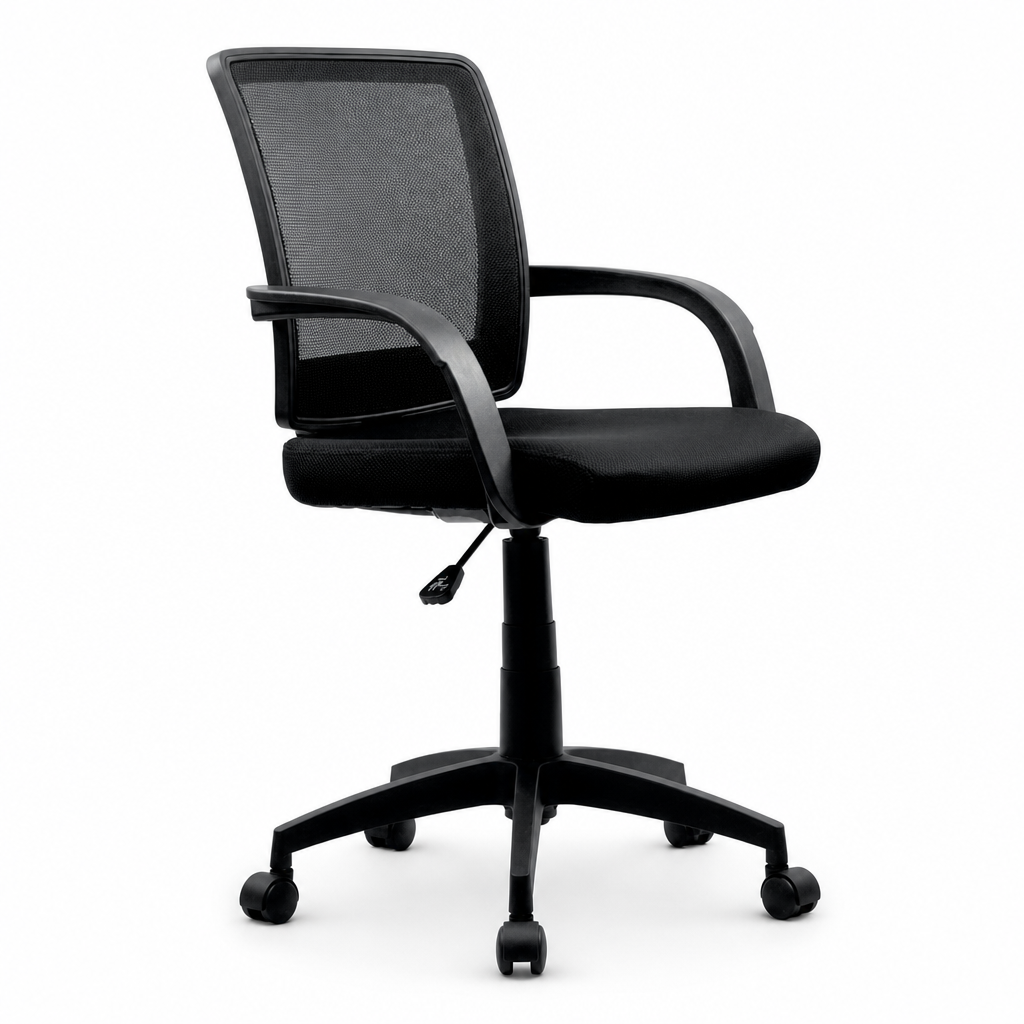 Black Mesh Office Chair with Armrests and 5-Star Base