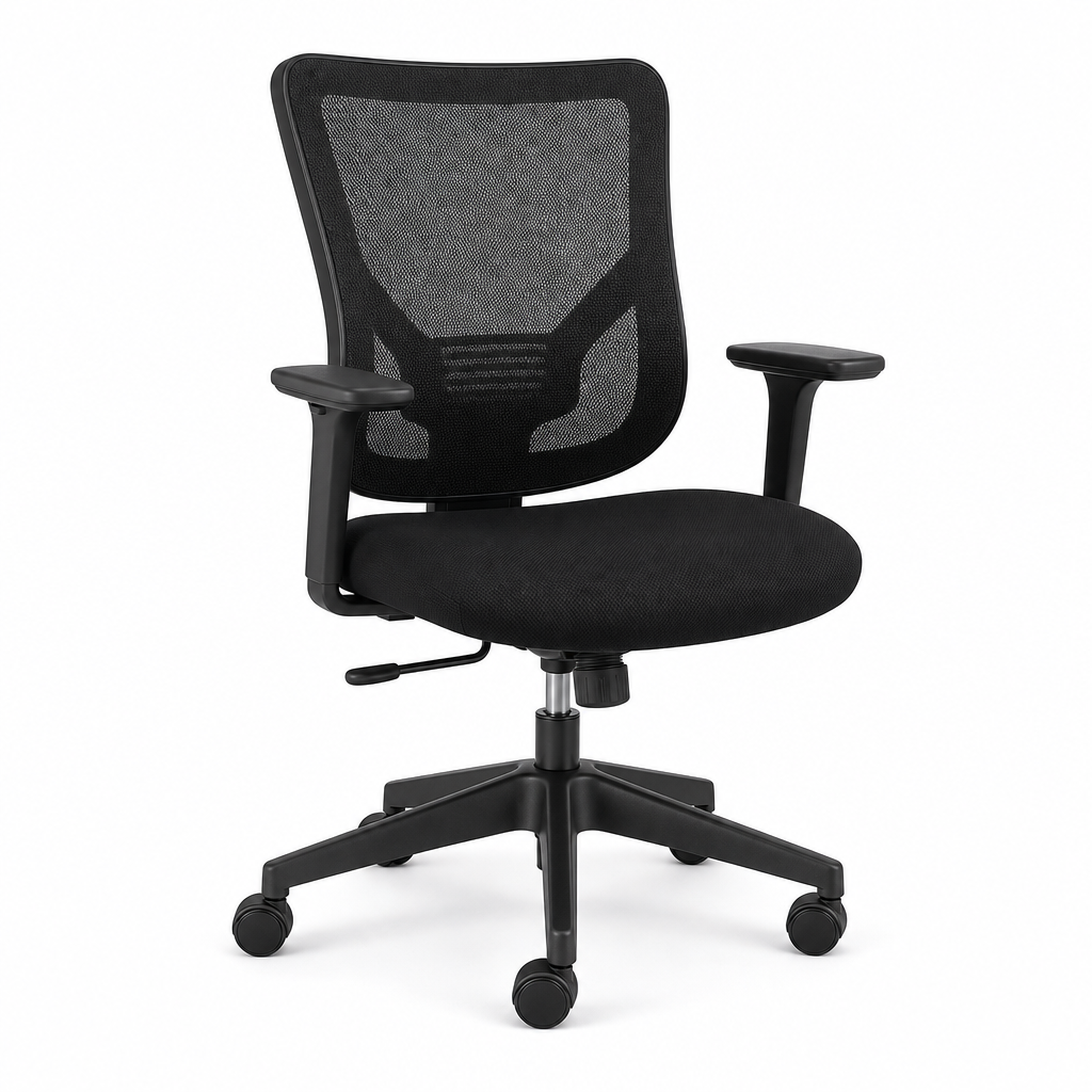 Black Mesh Office Chair with Armrests and 5-Star Base