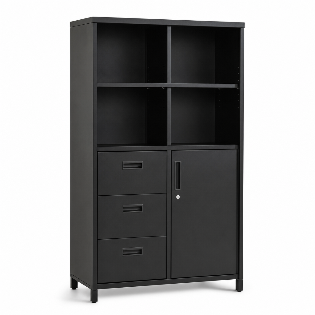 Black Multi-Compartment Office Storage Unit