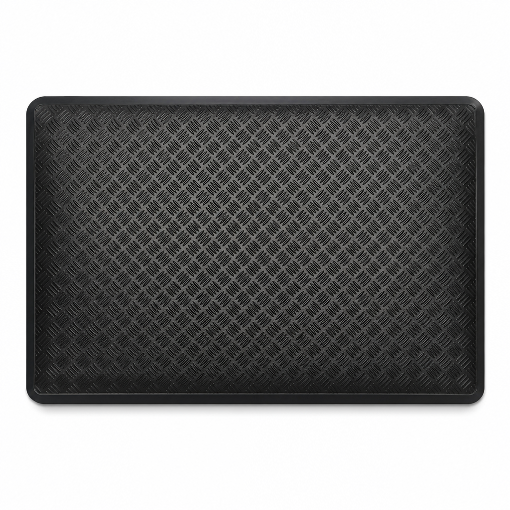 Black Recycled Anti Fatigue Mat with Checker Pattern