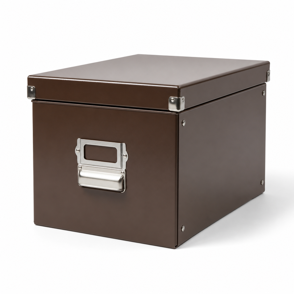 Brown Document Storage Box with Lid