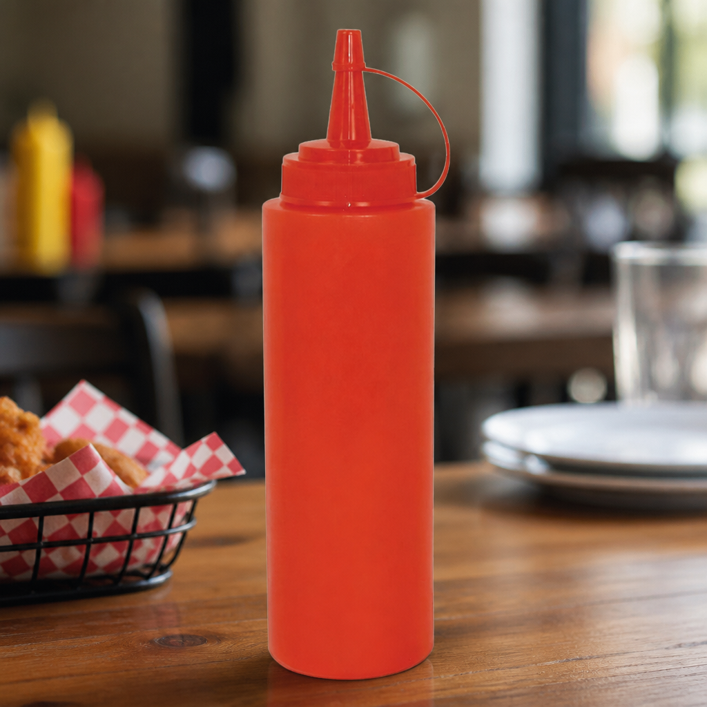 12oz Commercial Red Squeeze Sauce Bottle for Easy Dispensing