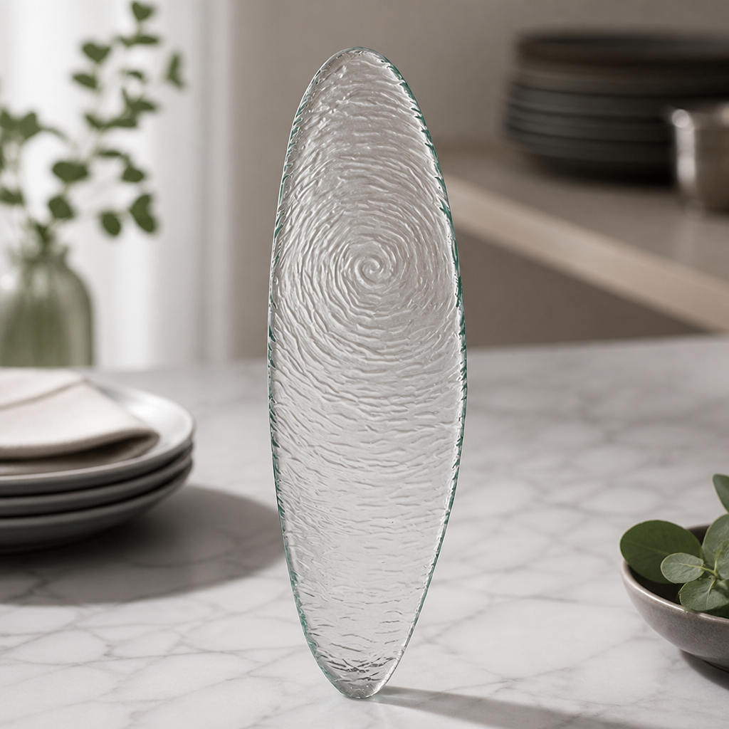 400mm Clear Glass Oval Platters - 6 Pack Commercial Serving Dish