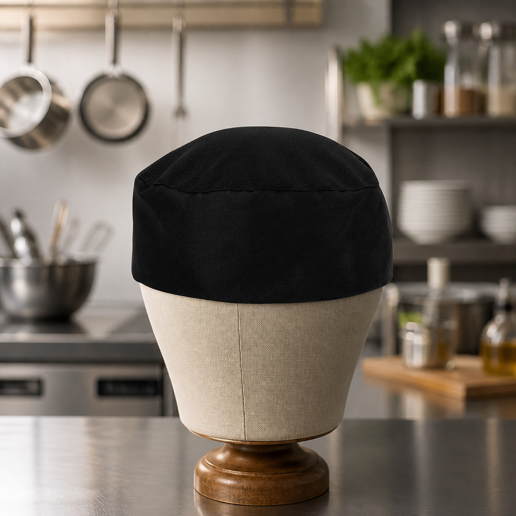Breathable Skull Cap Black Mesh Top for Commercial Kitchens