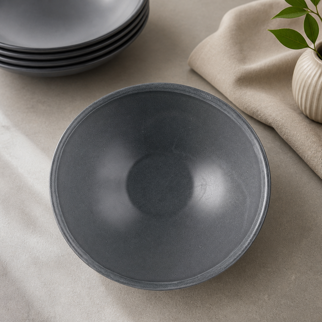 Commercial Footed Bowls 200mm Seattle Grey 6 Pack Durable Ceramic