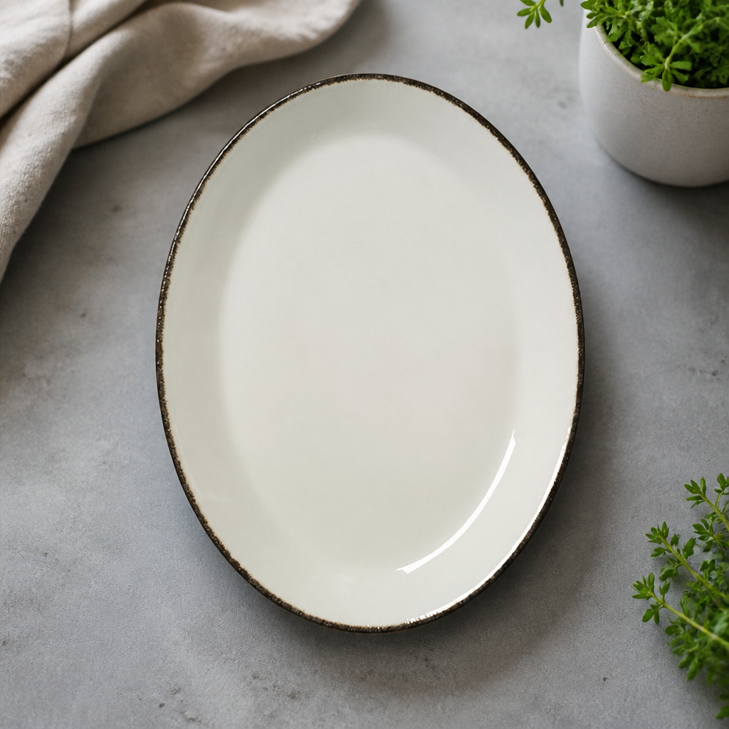 Commercial Charcoal Dapple Oval Coupe Plates 280mm 12 Pack