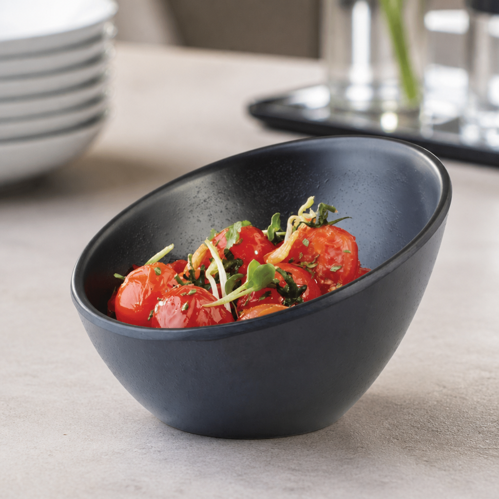 Zen Melamine Round Sloped Bowl Black 150ml