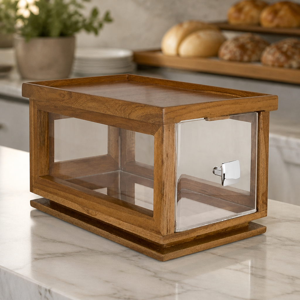 Stackable Wooden Bakery Box with Acrylic Drawer 203mm Height
