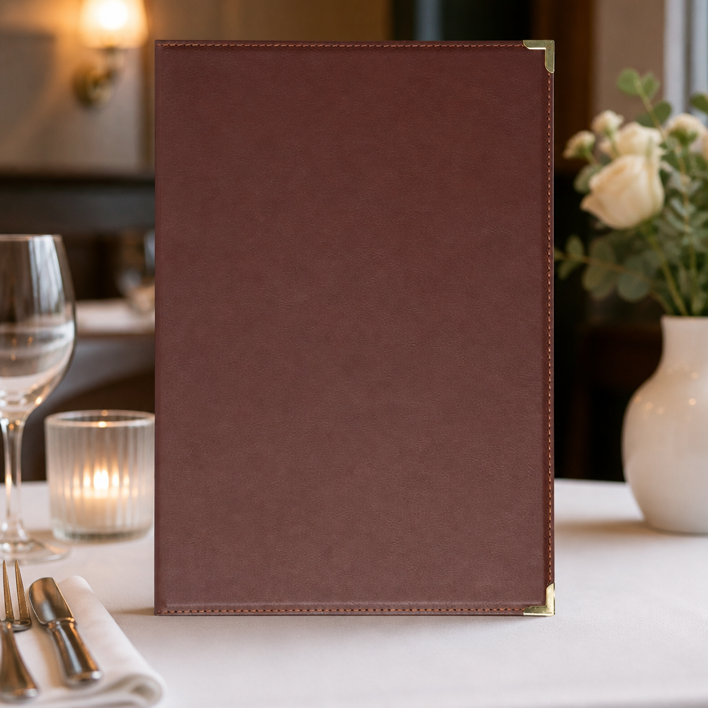 Burgundy Faux Leather Menu Cover for Commercial Use