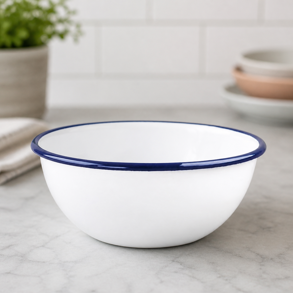 Commercial Enamel Bowls 155mm - Set of 6 Retro Dining Bowls