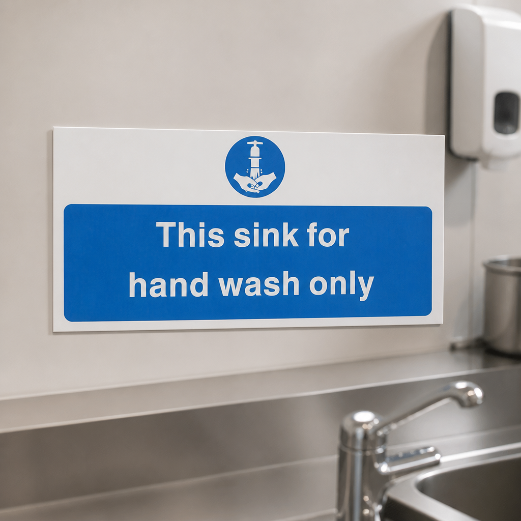 Commercial Waterproof Hand Wash Only Sign for Kitchens
