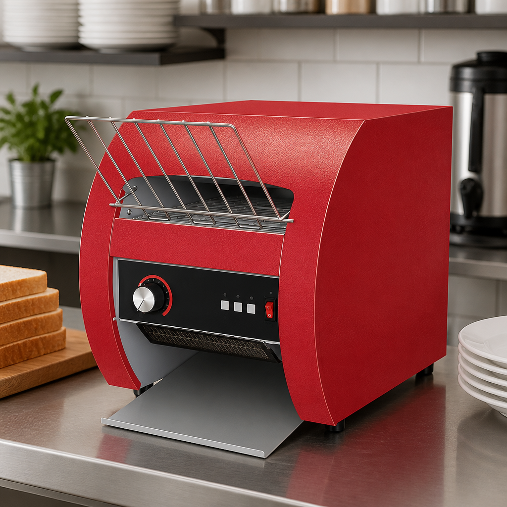 Red Commercial Conveyor Toaster for Busy Kitchens