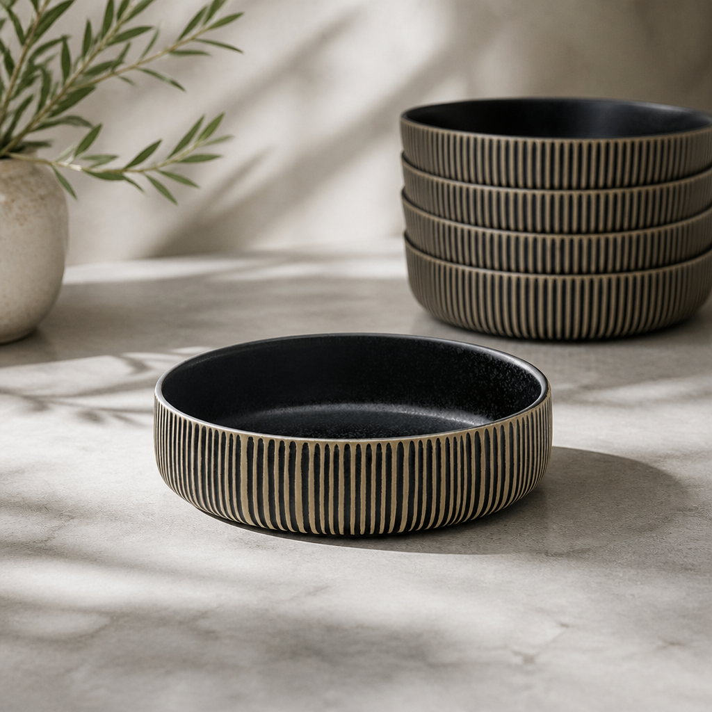 Commercial Stoneware Bowls 160mm Black & 6 Pack