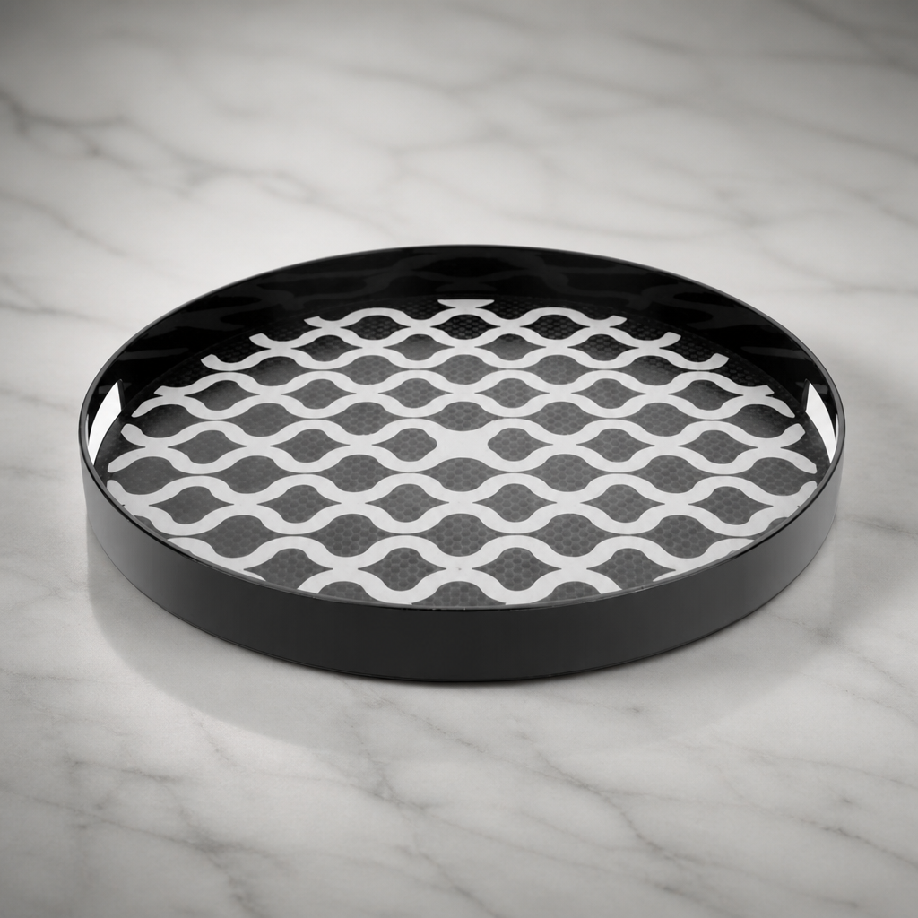 405mm Non-Slip Round Plastic Tray with Handles for Catering