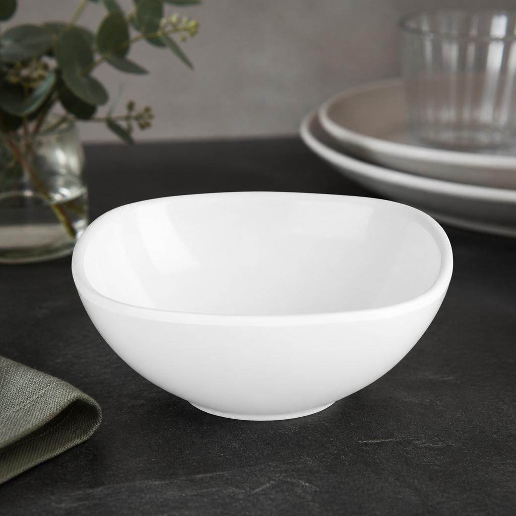 275ml Commercial Melamine Rounded Square Bowls - 6 Pack