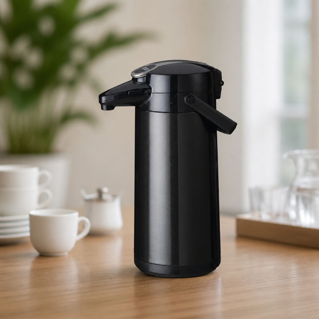 Metallic black 2.2L pump action airpot for hot and cold drinks