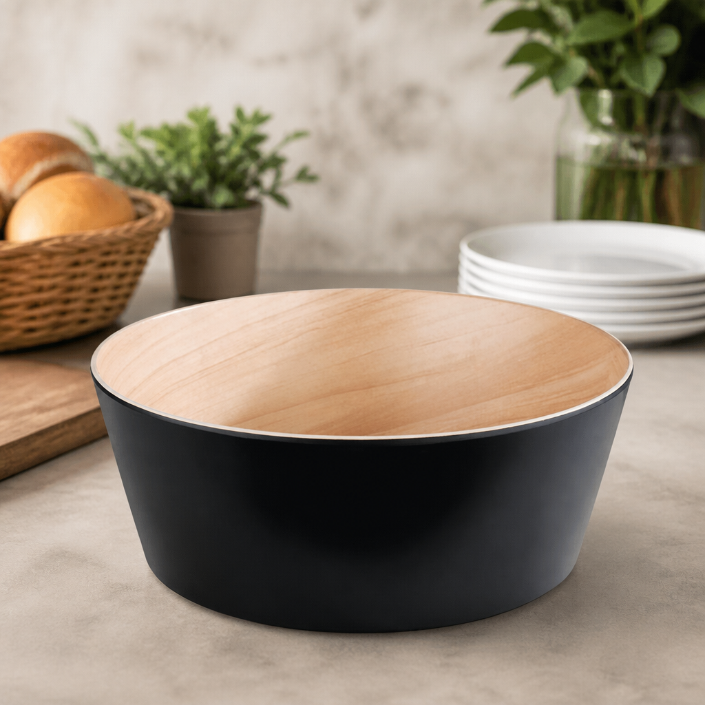 Commercial Melamine Serving Bowl 3.4Ltr 265mm Black Wood-Effect