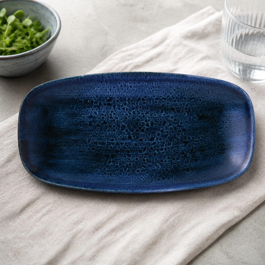 Commercial Oblong Plates 11.75 x 6 Inch Blue 12 Pack