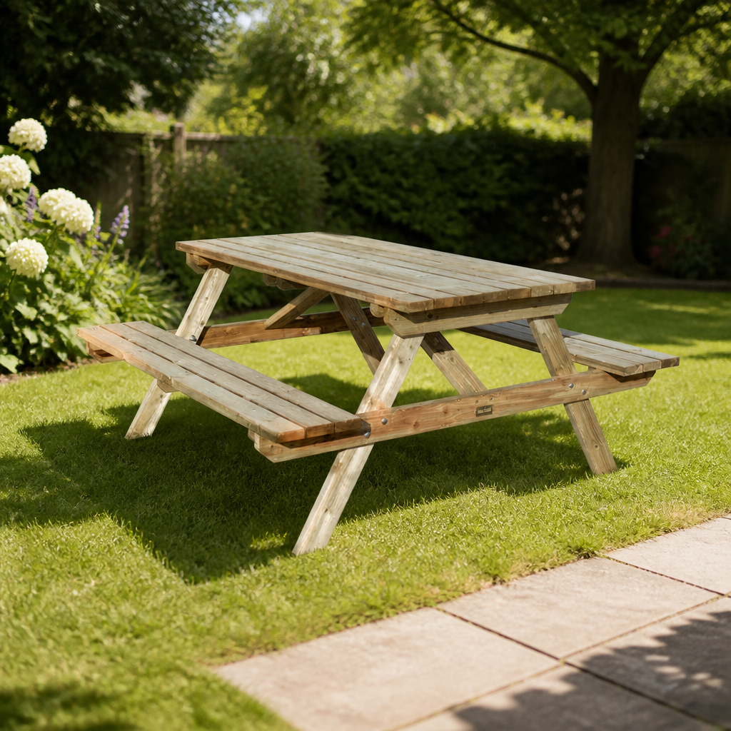 Commercial Picnic Table Natural Timber 180cm Outdoor Seating