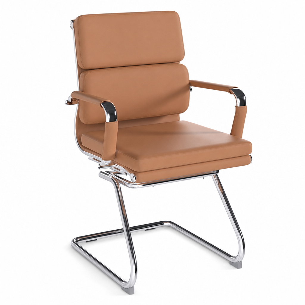 Cantilever Office Armchair with Chrome Frame and Bonded Leather