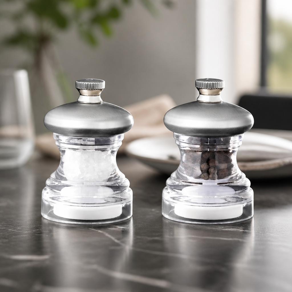 Salt And Pepper Mill Set - Adjustable Grind - Compact Design