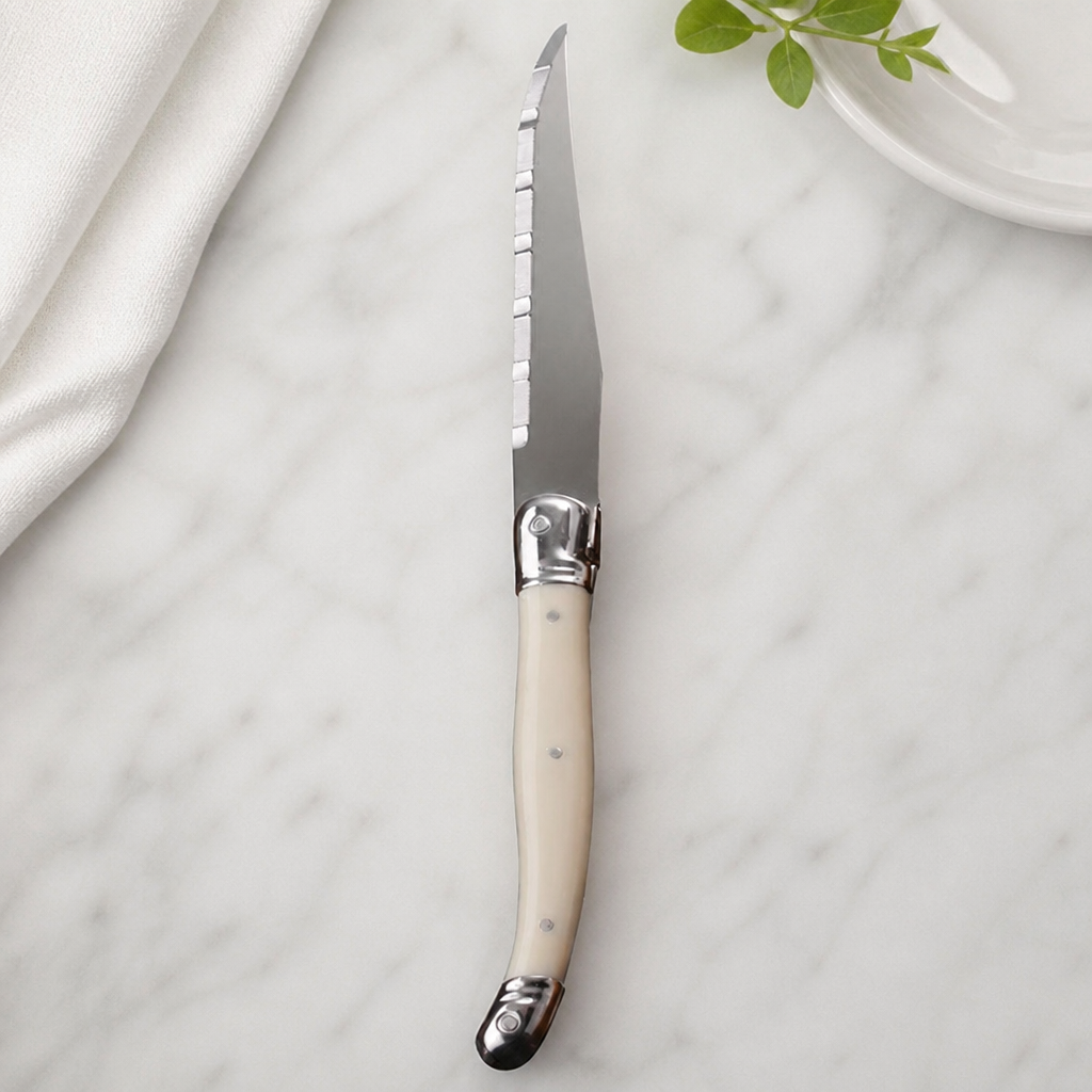 Commercial Serrated Steak Knives Set of 6 with Ivory Handle