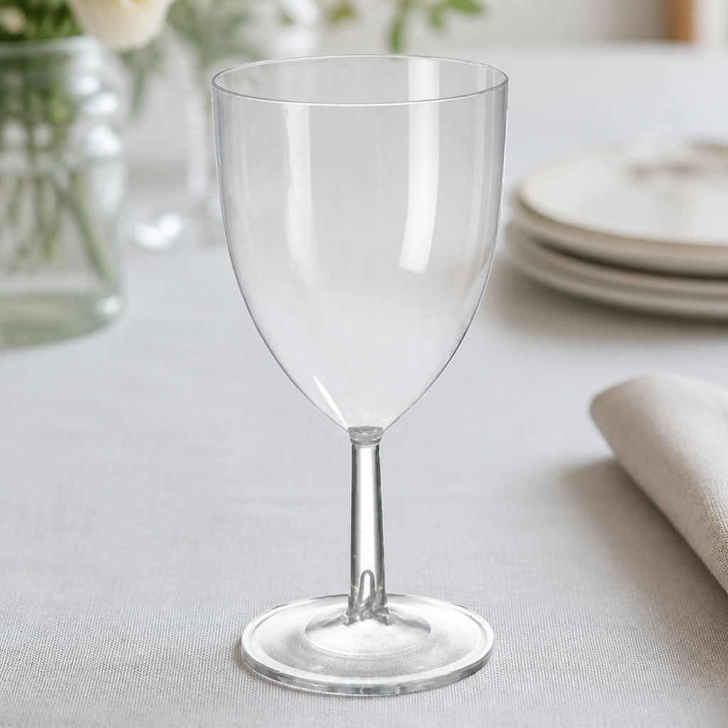 175ml Clear Plastic Wine Glasses - 48 Pack for Events