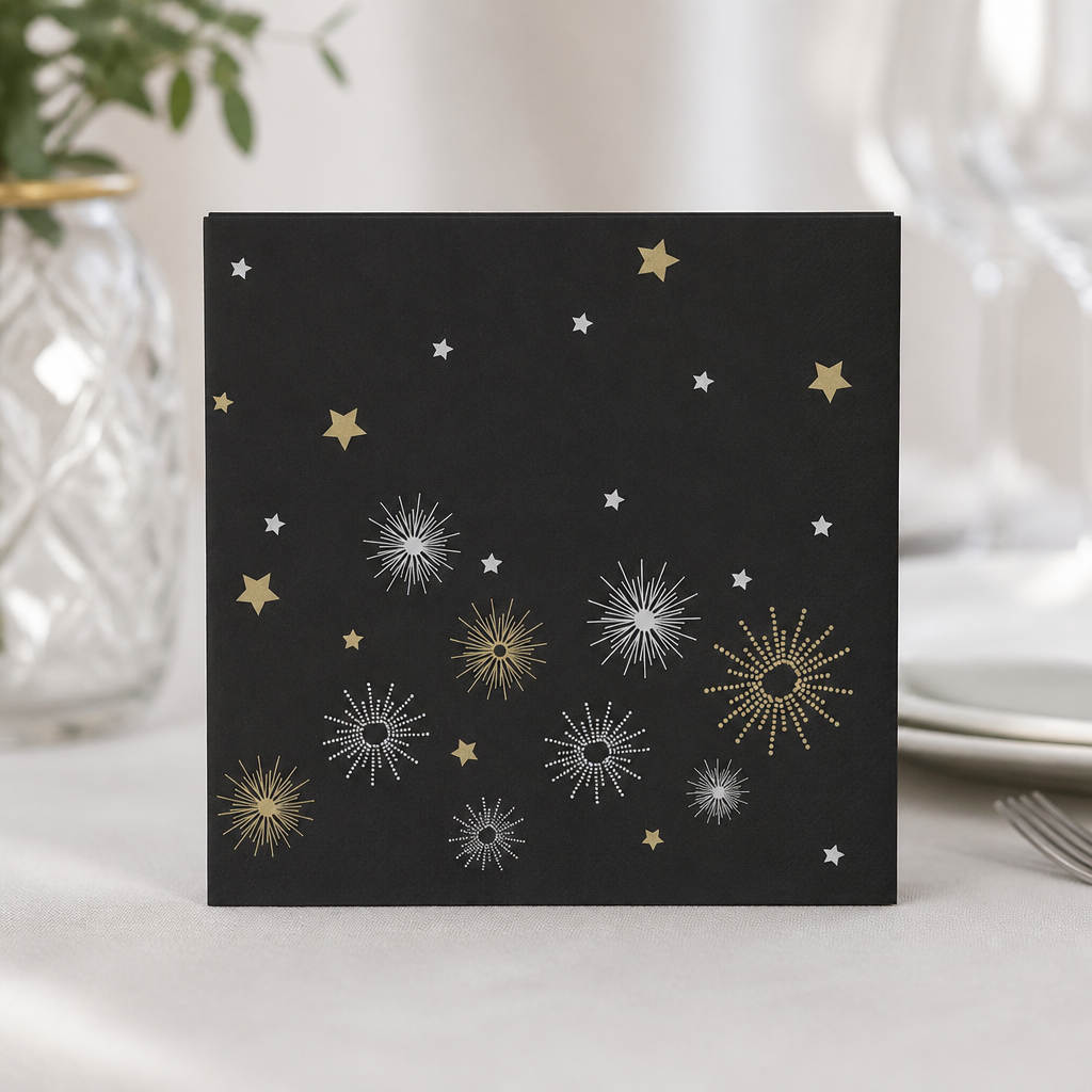 Commercial 2-Ply Lunch Napkins 33x33cm Midnight Sparkle 1000 Pack