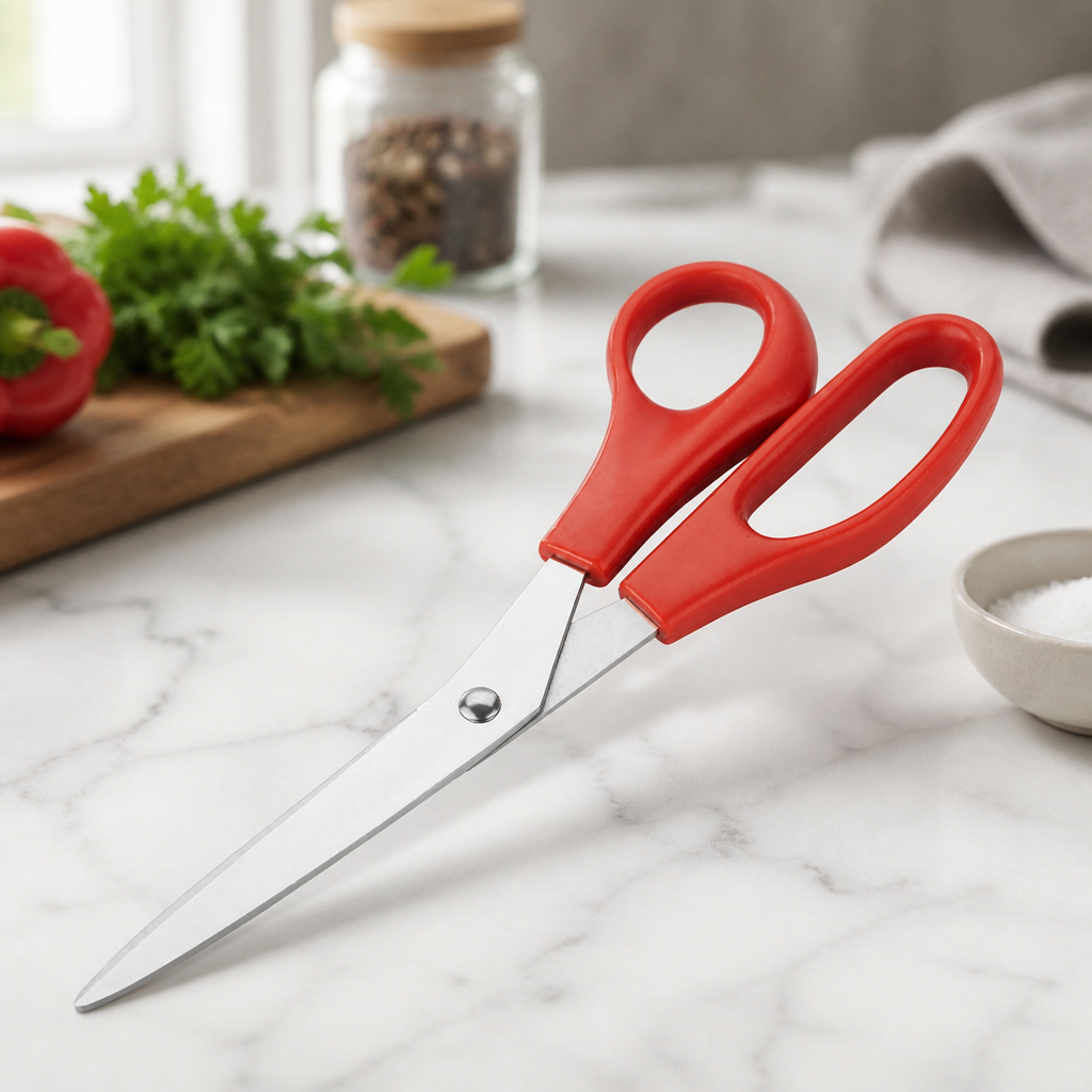 Commercial Kitchen Scissors Ergonomic Red Stainless Steel 203mm