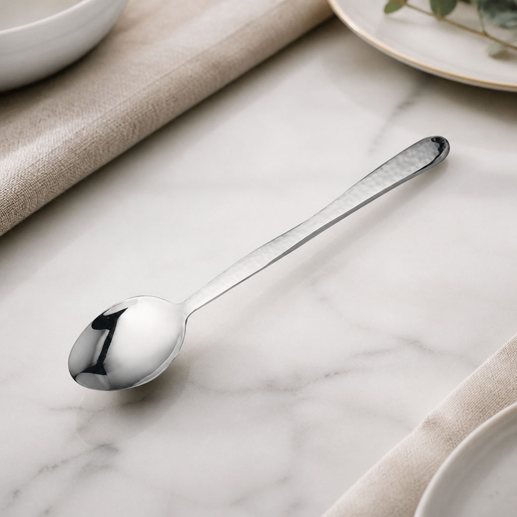 Large Solid Serving Spoon 13" Hammered Finish 6 Pack Commercial