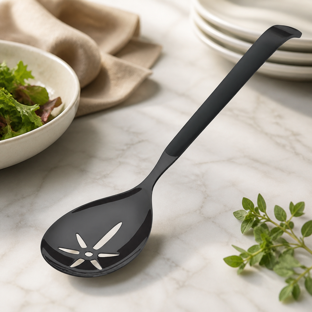 Commercial Slotted Serving Spoon Black 6 Pack Cutlery Set