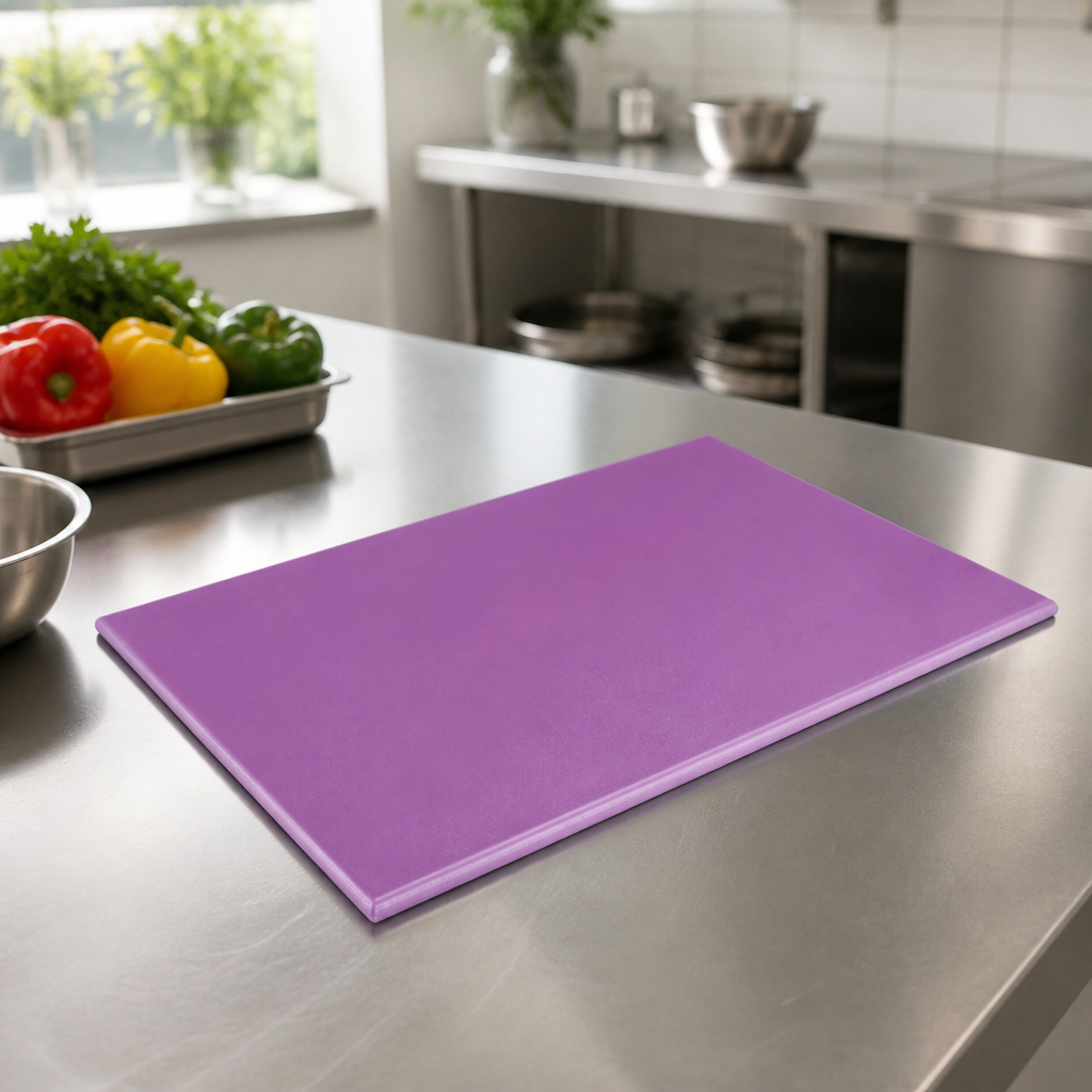High density purple chopping board 450x300x12mm for allergens