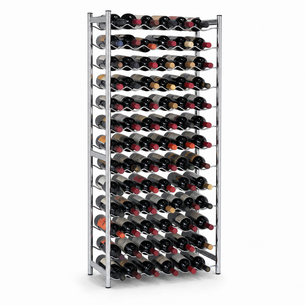 Chrome Plated Wine Rack for 35 to 63 Bottles, 355mm Deep